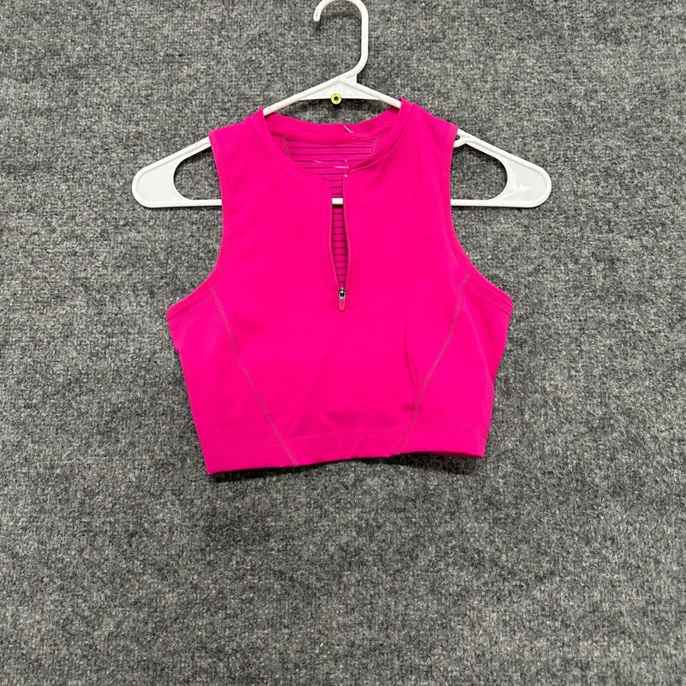 Nike Tank Top Womens Size XS Pink Dri-Fit Quarter Zip Crop Athletic Gym Shirt